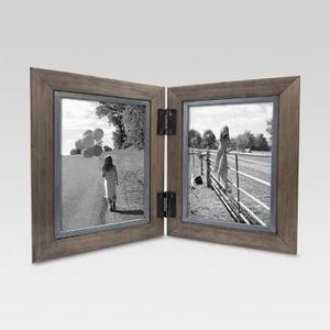 2 Opening Hinged Windowpane Frame 5"x7" Coffee - Threshold™