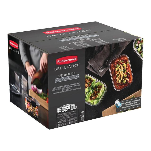 Rubbermaid Brilliance 22pc Glass Food Storage Container Set Clear