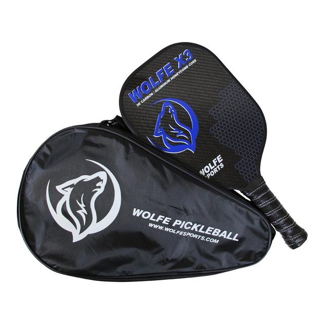 Wolfe X3 Pickleball Paddle - Honeycomb Composite Core with Ultra Cushion Padded Grip - USAPA Approved for Tournament Play (Blue) - Includes Case (Glossy Surface)