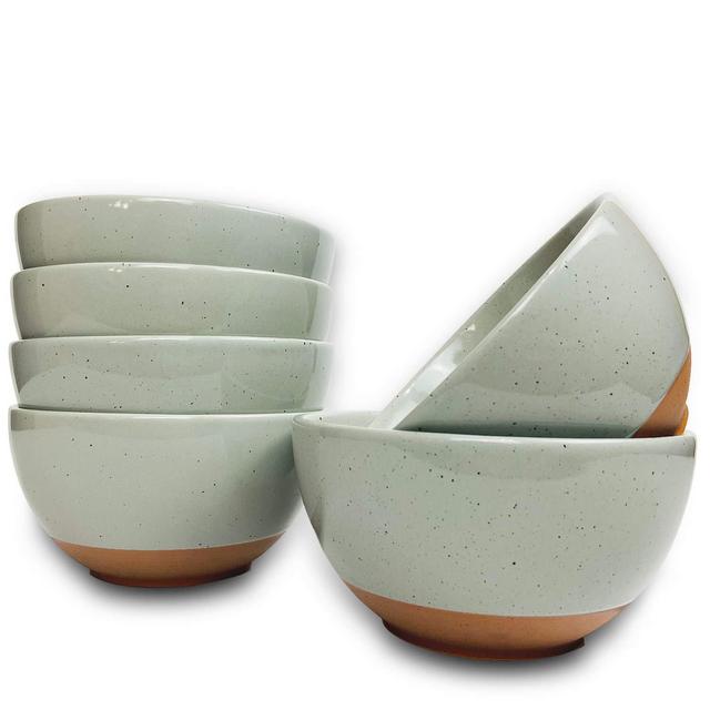 Mora Ceramic Small Dessert Bowls - 16oz, Set of 6 - Microwave, Oven and Dishwasher Safe, For Rice, Ice Cream, Soup, Snacks, Cereal, Chili, Side Dishes etc - Microwavable Kitchen Bowl, Earl Grey