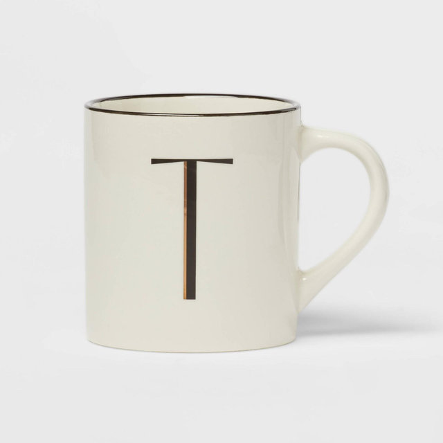 16oz Stoneware Monogram T Mug Ivory - Threshold™