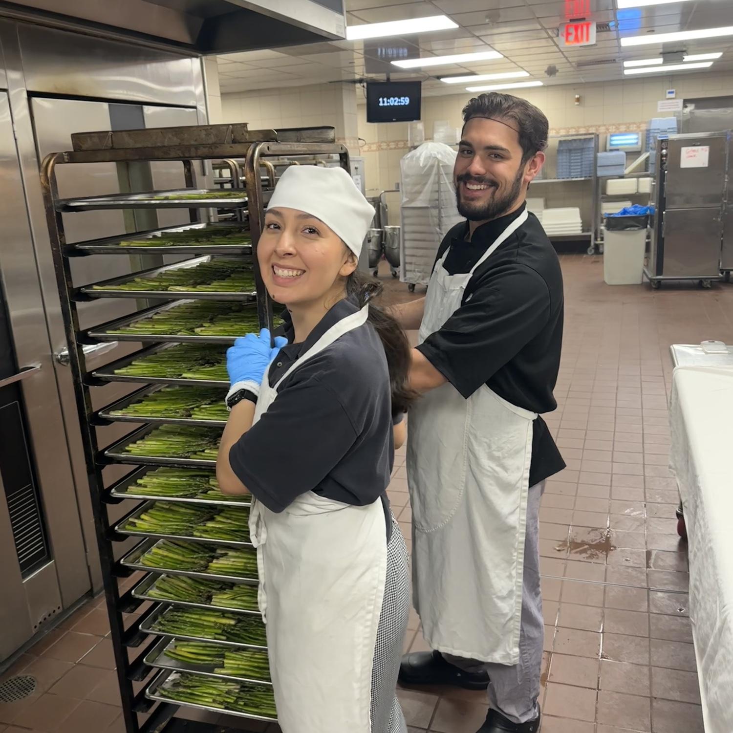 Working on Gilead meal, we helped with the asparagus.