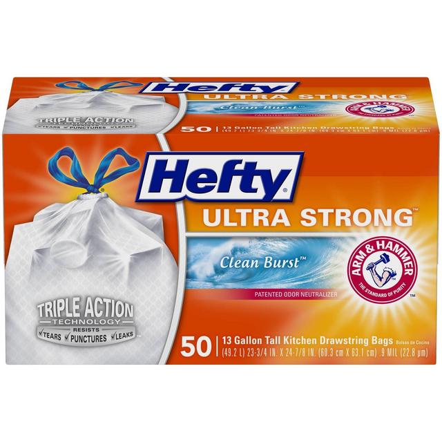 Hefty Ultra Strong Fabuloso Lemon Tall Kitchen Trash Bags - 13 Gallon/50ct  : Target