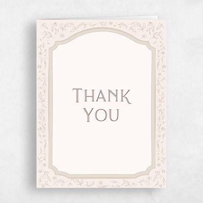 Beige Bordered Wedding Thank You - Delphi Portrait