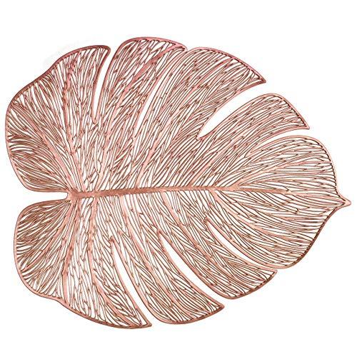 " OCCASIONS" 10 Pieces Pack Pressed Vinyl Metallic Placemats/Wedding Accent Centerpiece Placemat (Rectangular Garden Rose Gold)