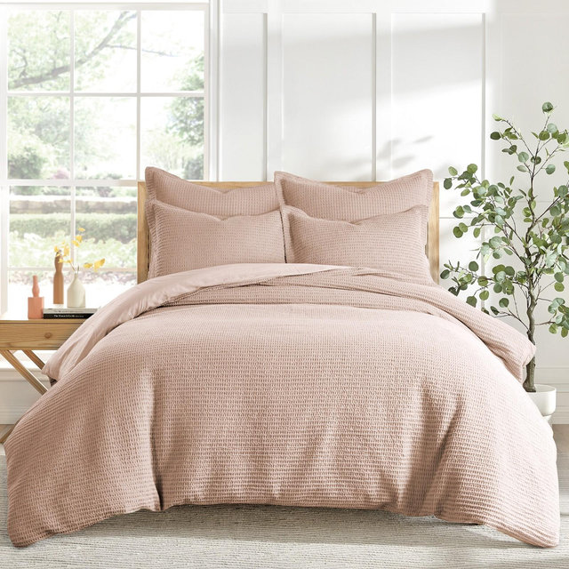 Cloud Waffle Blush King Comforter Set - Levtex Home