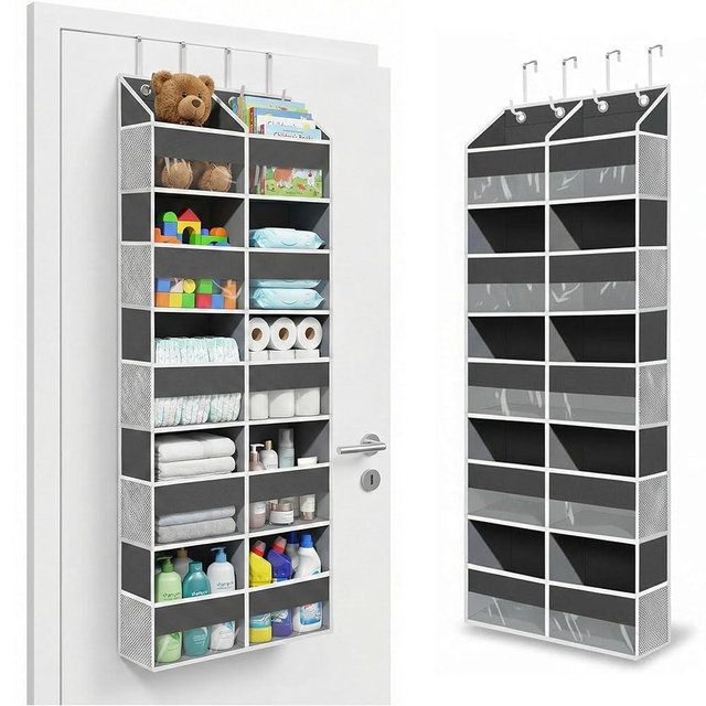 Camkey 10-Pocket Over the Door Organizer with Heavy-Duty 600D Oxford Fabric, Upgraded Hooks with Silicone Protectors for Dorm, Closet Storage, Bedroom, Bathroom