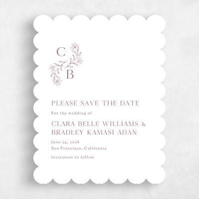 Red Scalloped Wedding Save the Date - Creston Portrait
