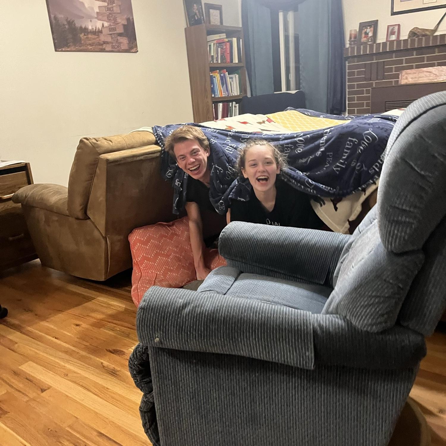 Making blanket forts!