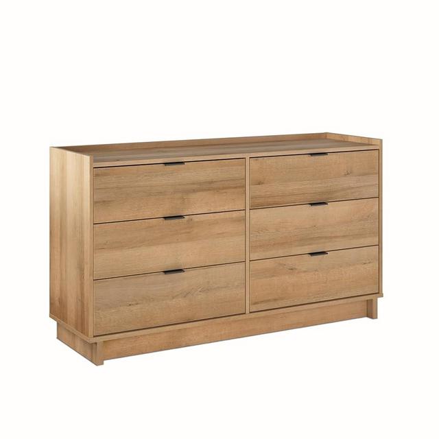 Prepac Double Drawer Dresser, 52.5" W x 29.5" H x 16" D, Oak