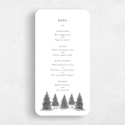 White Rounded Wedding Menu - Auburn