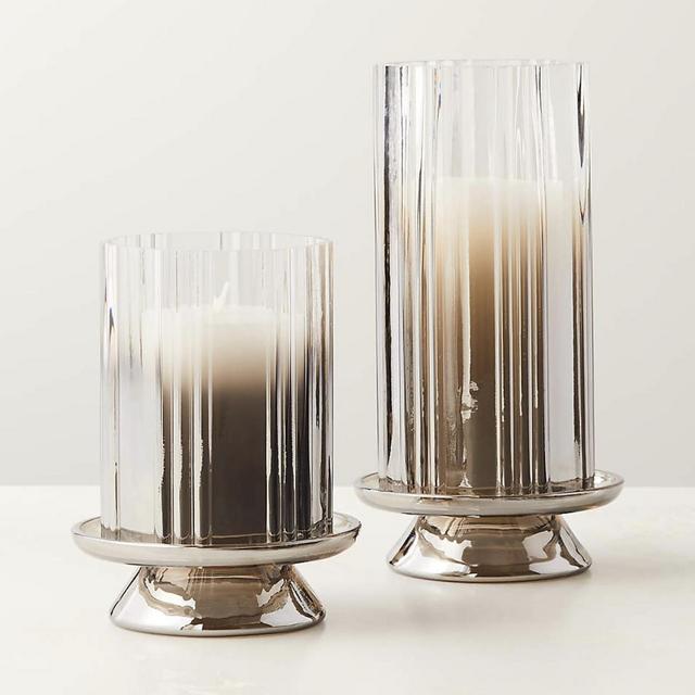 Lustro Smoked Glass Hurricane Candle Holder Medium