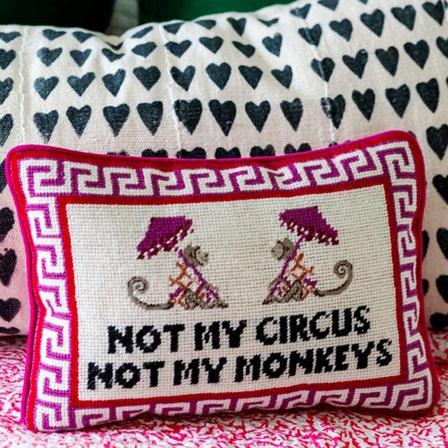 Furbish Studio Not My Circus Needlepoint Decorative Throw Pillow
