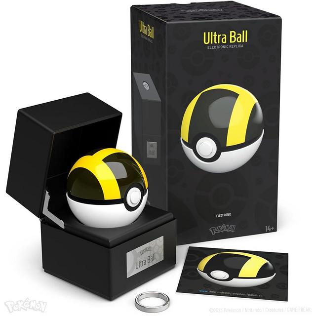 The Wand Company Pokémon Original Poké Ball Authentic Replicas - Realistic, Electronic, Die-Cast Poké Ball with Display Case Light Features (Ultra Ball)