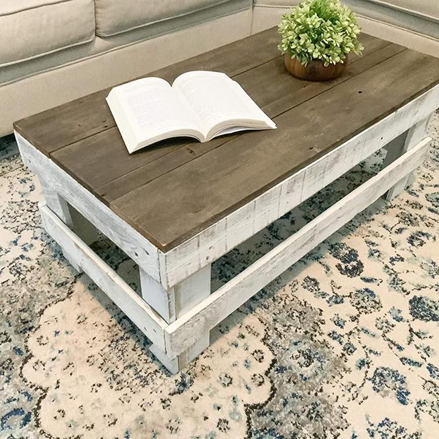 Del Hutson Designs - Rustic Barnwood Coffee Table (Dark/White)