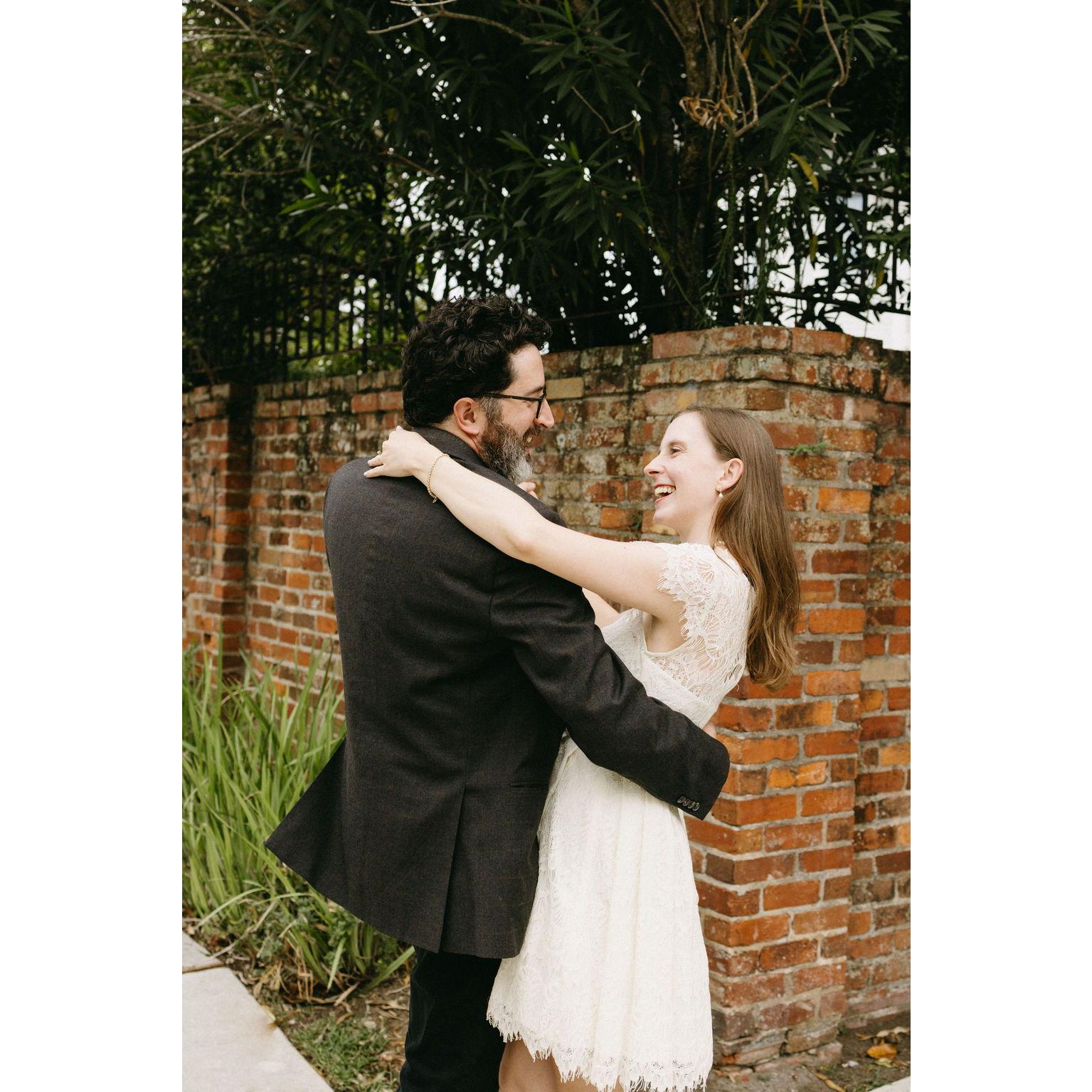 Engagement photo shoot at the historic Prytania Theatre in Uptown New Orleans.