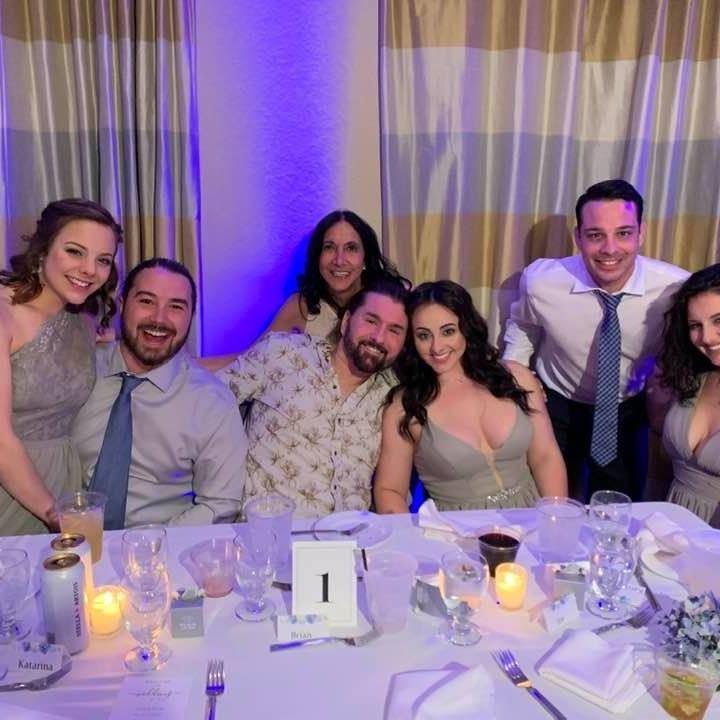 Also at Lisa and Rick's Wedding! From L to R; Dre (Kat's sister) and her Boyfriend Nick, The iconic Aunt Ro, Steve and Jesslee (Kat's sister,) Joe and Kat.