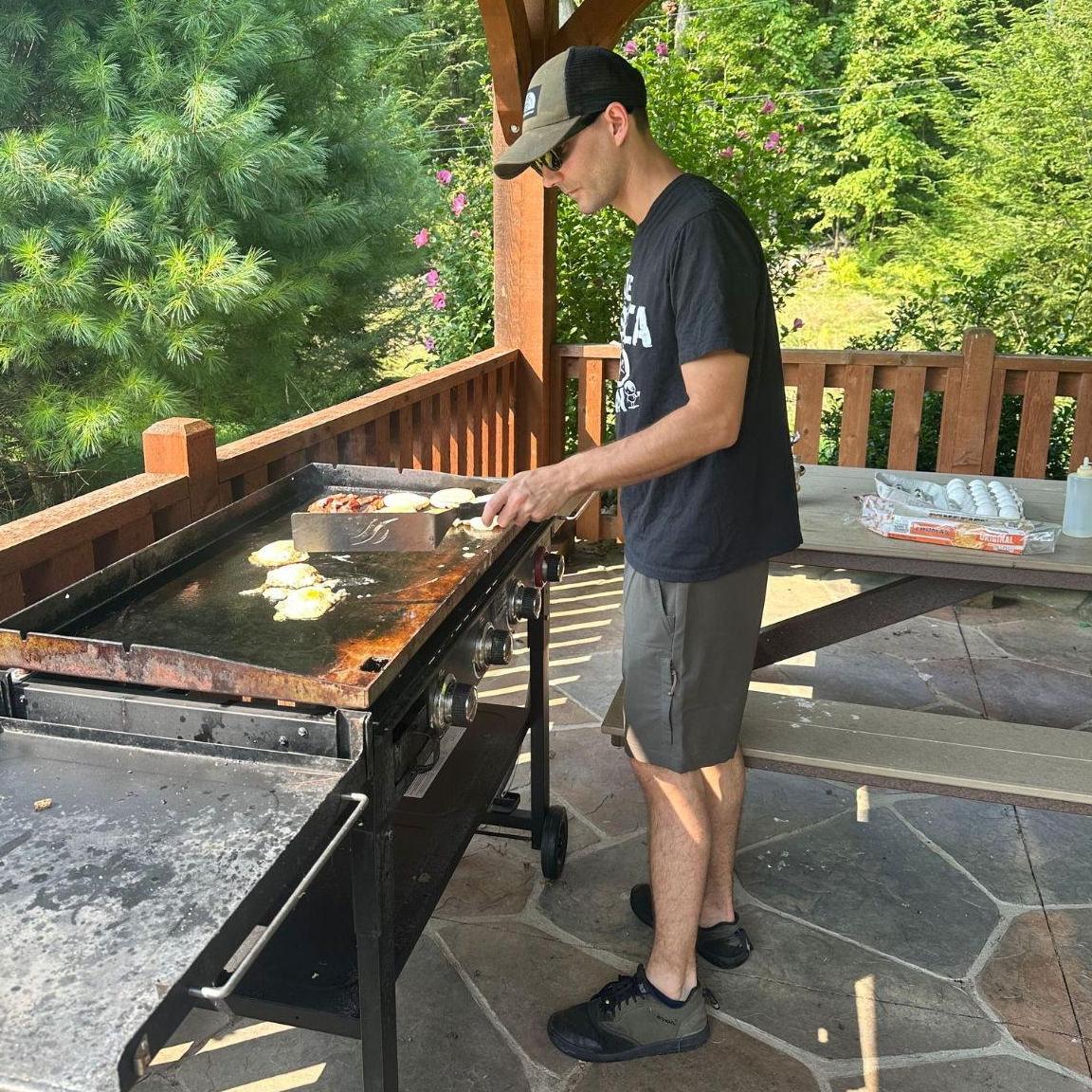Breakfast grilling, Pennsylvania cabin August '24