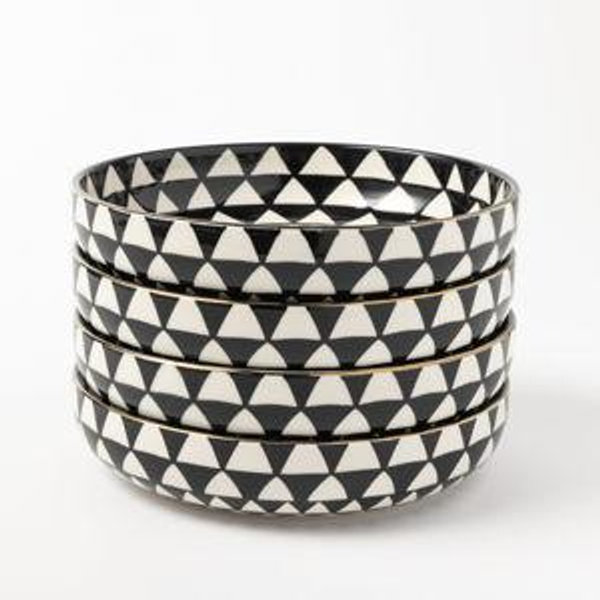 Thyme & Table Medallion Collection, 4 Pack Stoneware Low Bowls