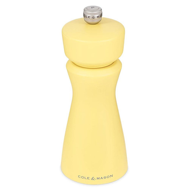 Cole & Mason Kenton Salt and Pepper Mill - Manual Refillable Grinder with Adjustable Ceramic Mechanism - Dining Accessory for Seasoning - Kitchen Tool for Everyday Use - 6 Inch, Turmeric