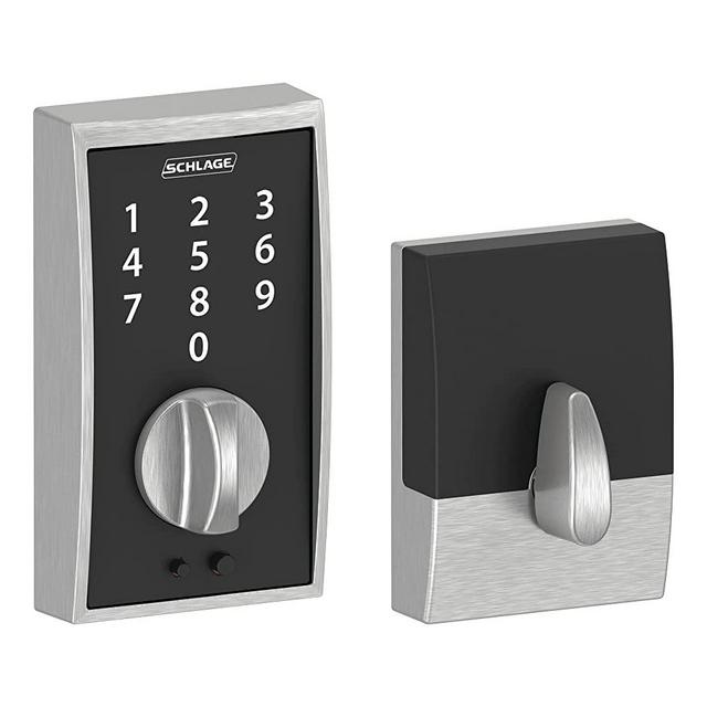Schlage BE375 CEN 626 Touch Keyless Touchscreen Electronic Deadbolt Lock, Satin Chrome