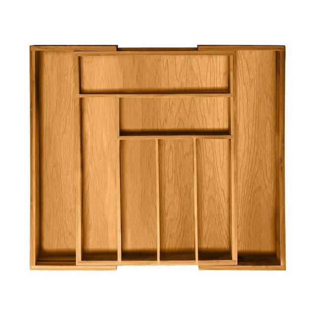 Bambusi Expandable Silverware Organizer - Bamboo Kitchen Drawer Organizer, Utensil Holder - Drawer Organization and Storage in Kitchen, Bathroom or Bedroom