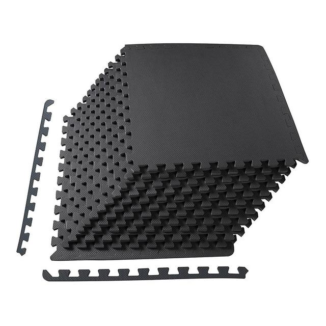 BalanceFrom Fitness 48 Square Foot Interlocking Extra Thick 1/2 Inch High Density Slip Resistant Exercise Mat Tiles with 12 24 x 24 Inch Pieces, Black