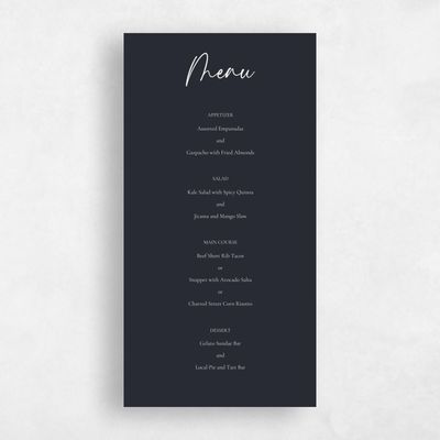 Ebony, Black Wedding Menu - Santorini
