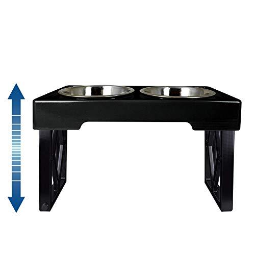 Pet Zone Designer Diner ADJUSTABLE Elevated Dog Bowls - Adjusts To 3 Heights, 2.75”, 8", & 12'' (Raised Dog Dish with Double Stainless Steel Bowls)