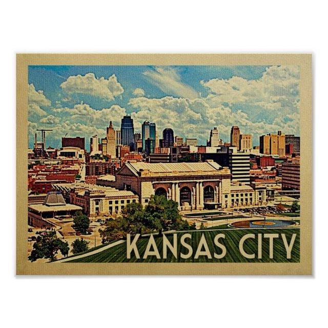 Kansas City Vintage Travel Poster