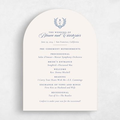 Blue Arch Wedding Program - Loxley