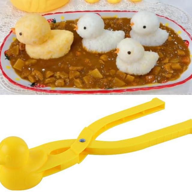 Generic Duck Rice Mold, Rice Shaper Mold, Duck Onigiri Mold, DIY Sushi Molds Duck Shaped Rice Clamp Duck Rice Scooper Mold Rice Ball Maker Mold Duck Mold Tongs (1Pack), small, Yellow, RYZ0012