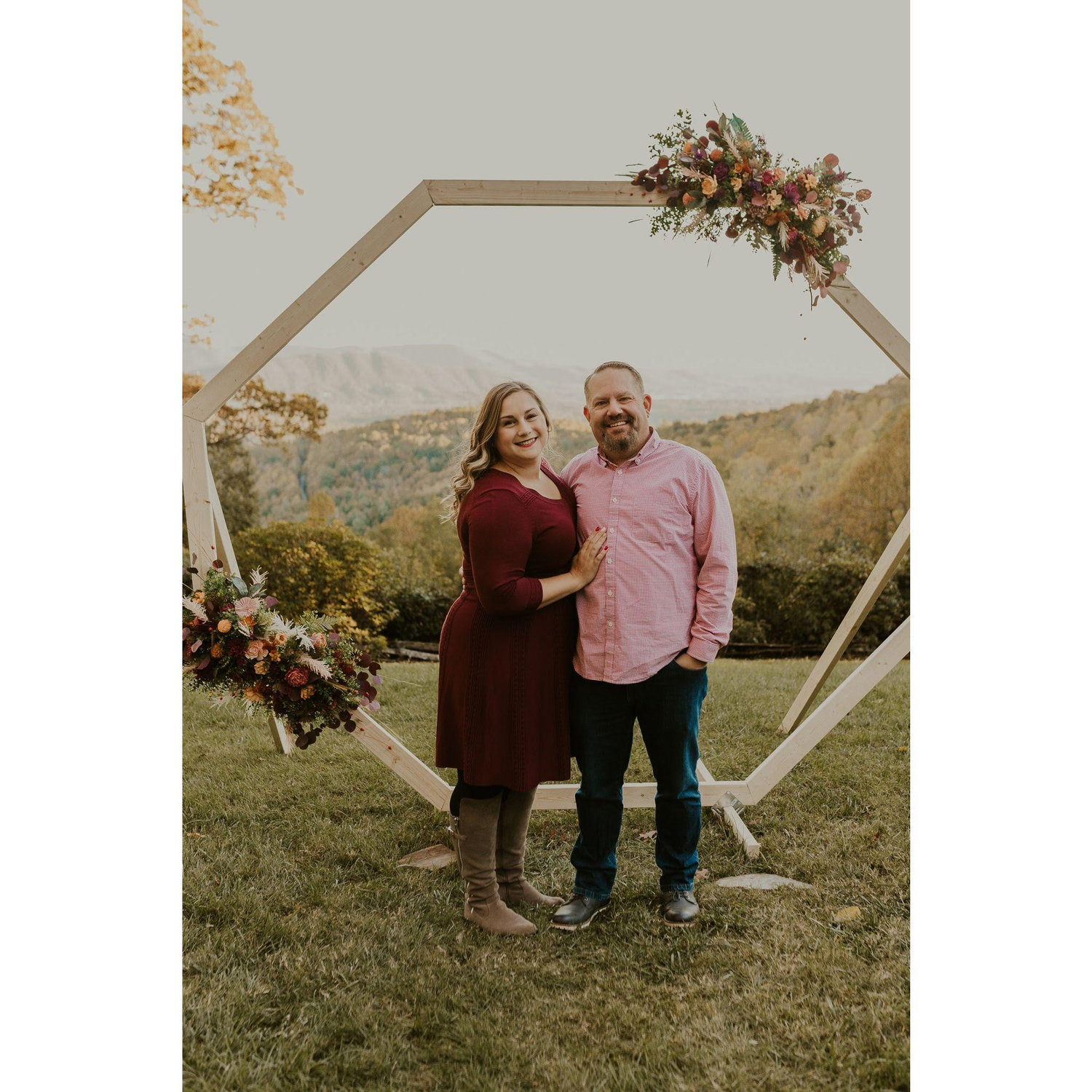 This picture was taken at our friends Tim and Patti's wedding. However, this was our first official outing as a couple. Until about an hour before this photo, no one knew we were actually dating!