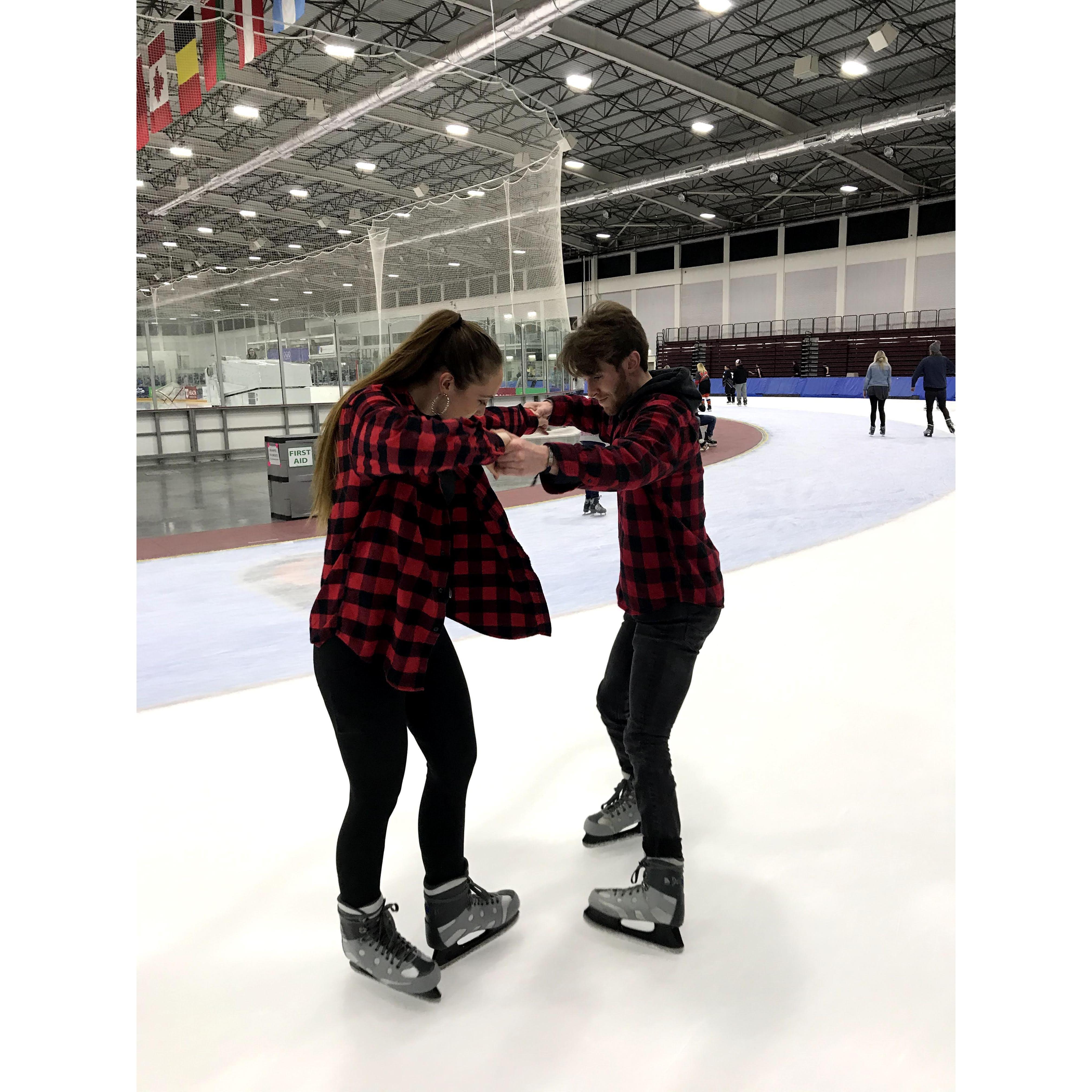 Dancing on the ice together during spring break of 2020