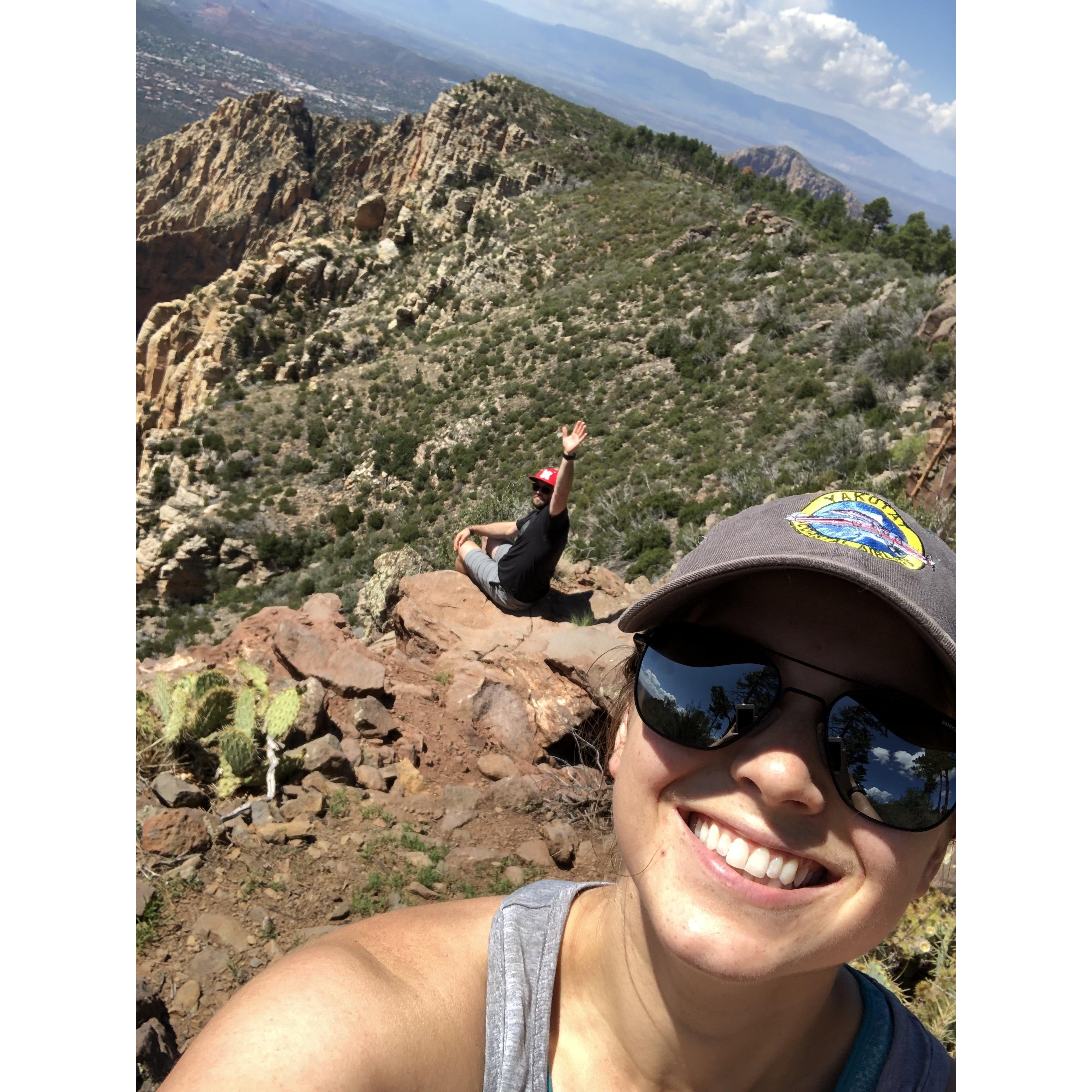 We got engaged while in Sedona - celebratory photo at the top of the mountain!