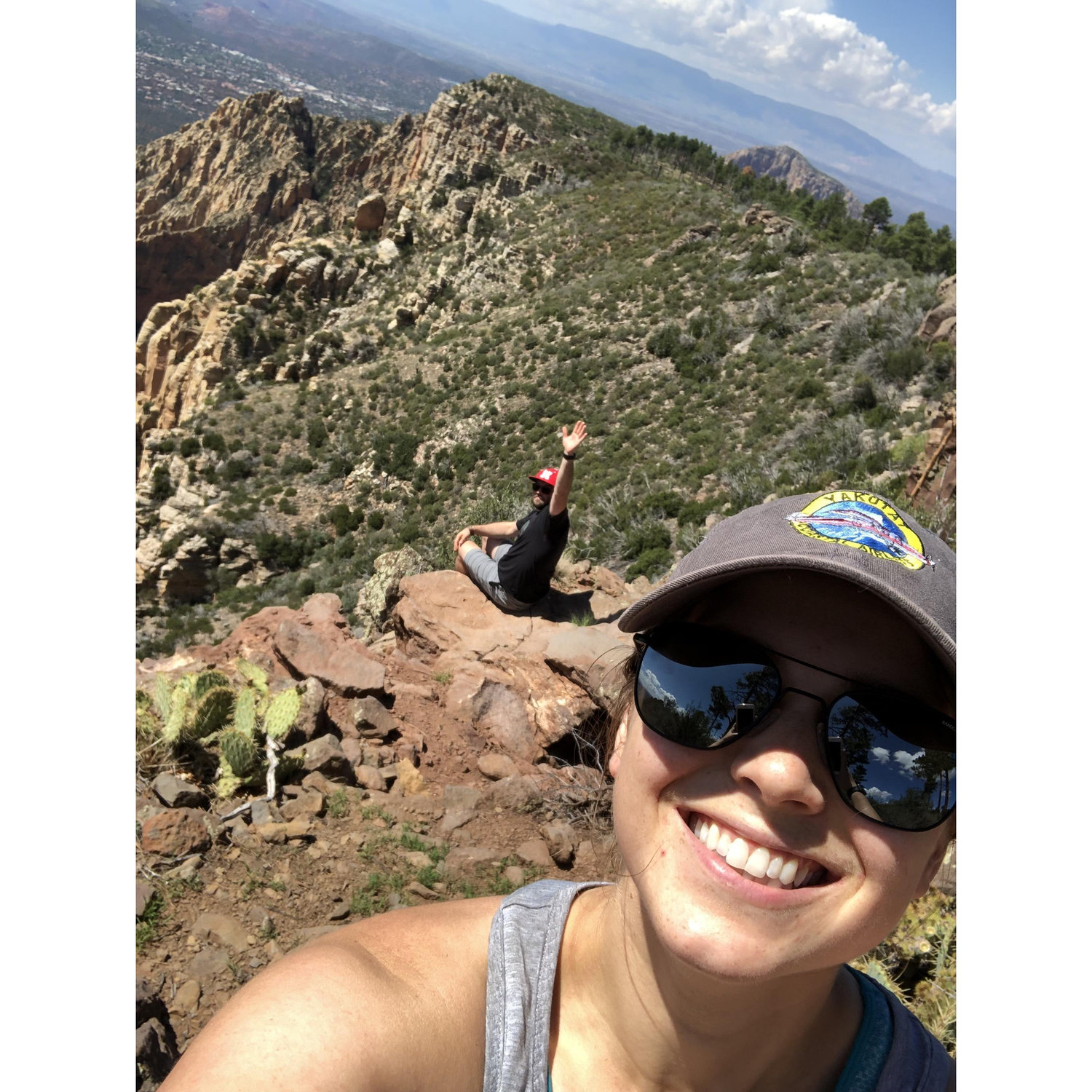 We got engaged while in Sedona - celebratory photo at the top of the mountain!