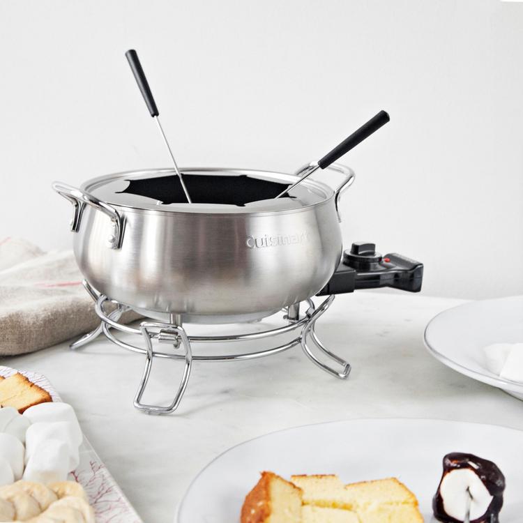 3QT Electric Fondue Set With Bonus 2QT Ceramic Pot, White Icing