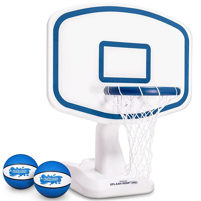 GoSports Splash Hoop PRO Swimming Pool Basketball Game - Includes Poolside Water Basketball Hoop, 2 Balls and Pump - Red