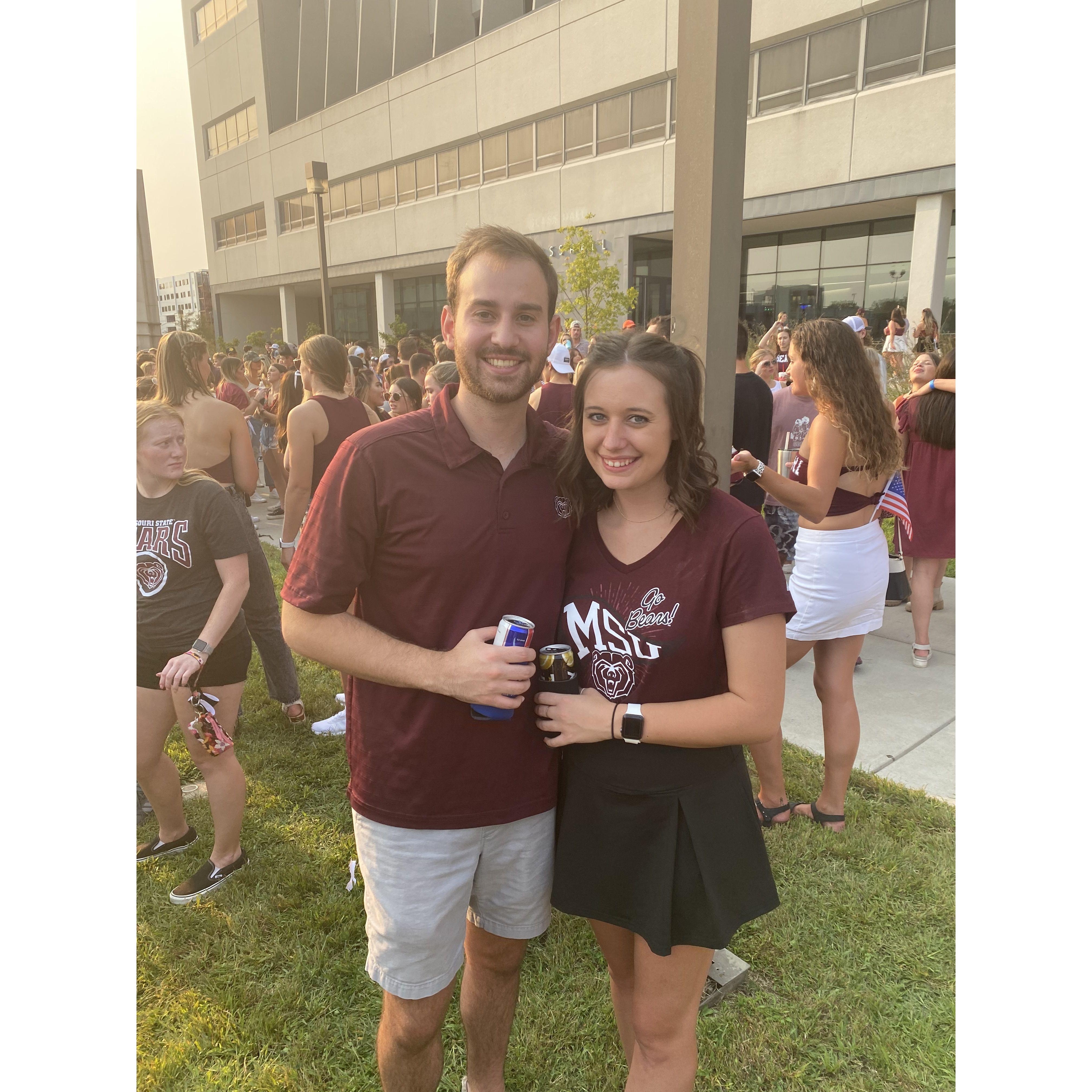 One of Austin and Katy's first pictures at a Missouri State football game!