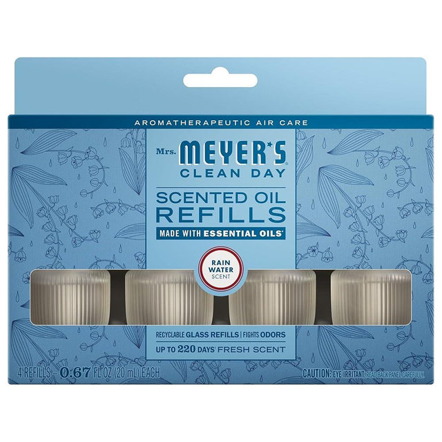 MRS. MEYER'S CLEAN DAY Scented Oil Refills, Rain Water, contains 4 .67 fl oz refills