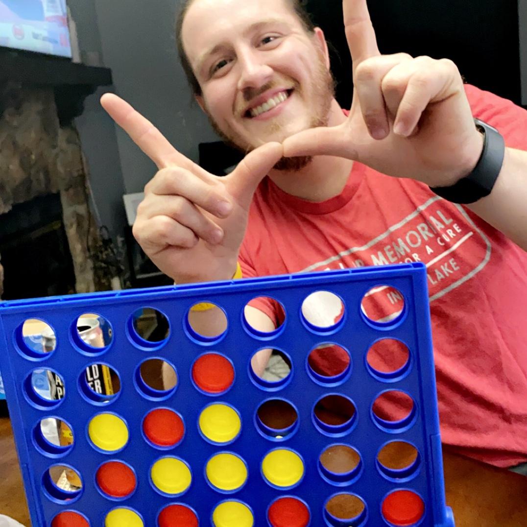 Andy finally won a game of connect 4.