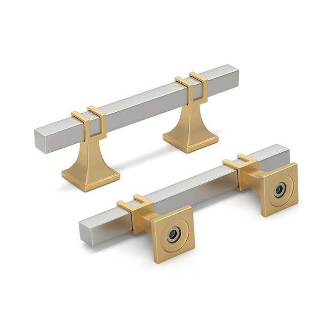 homdiy 12 Pack 3 Inch Cabinet Pulls, Brushed Nickel and Gold, Stainless Steel & Zinc Alloy, Modern Style, Cabinet & Drawer Hardware