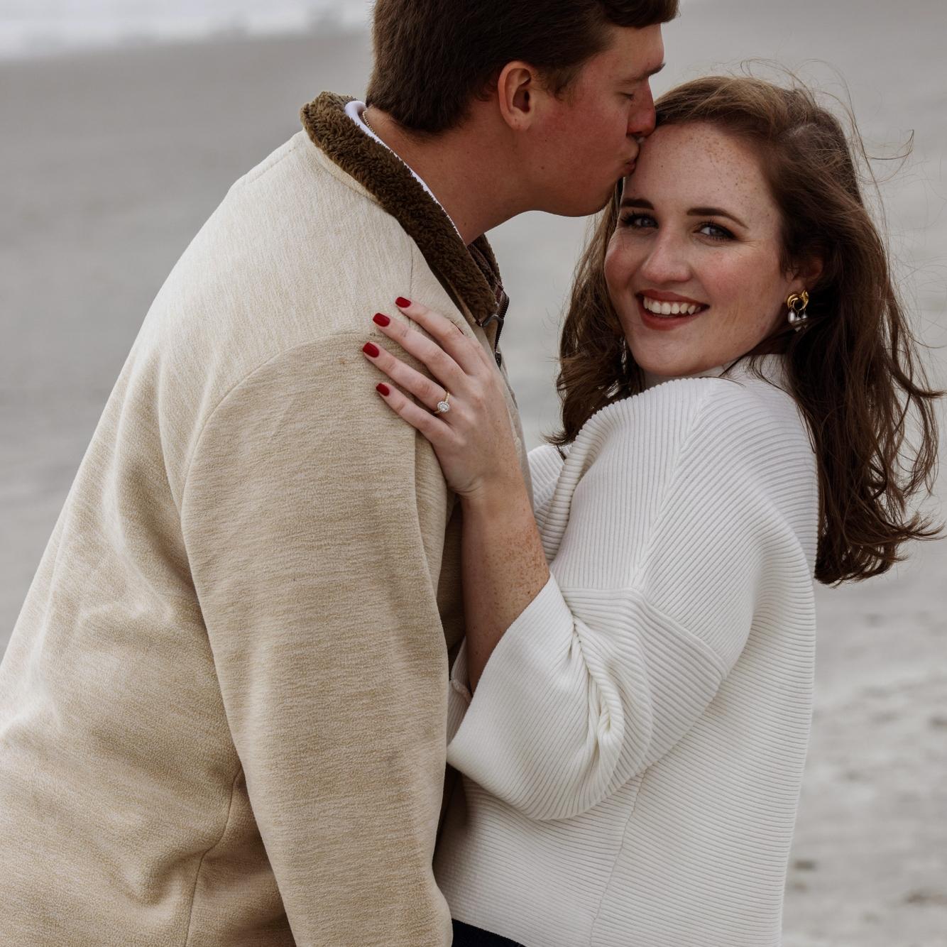 Engagement photo session at Cherry Grove beach.