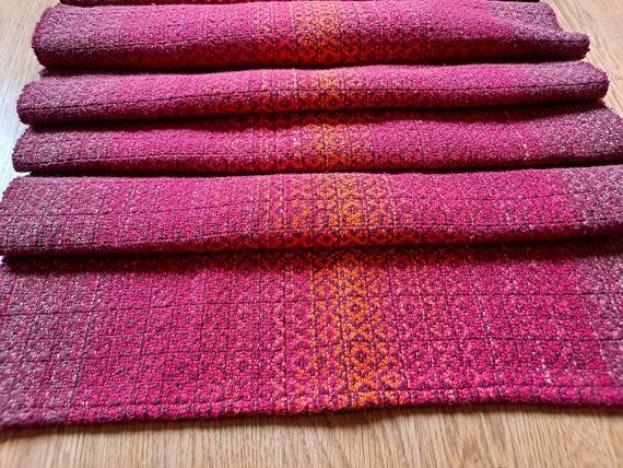 Handwoven towels sunset with burgundy