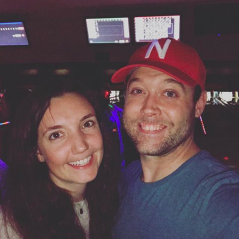 Being goofs at the bowling alley in Portland
