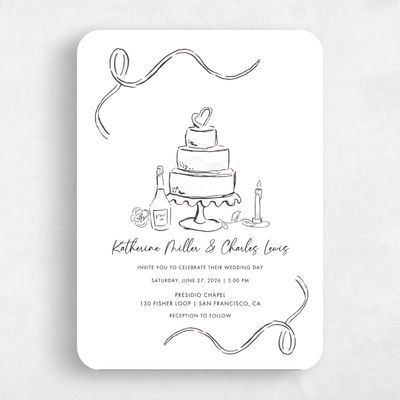 White Rounded Wedding Invitation - Hamilton Classic