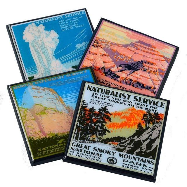 Vintage National Park WPA Poster Coaster Set