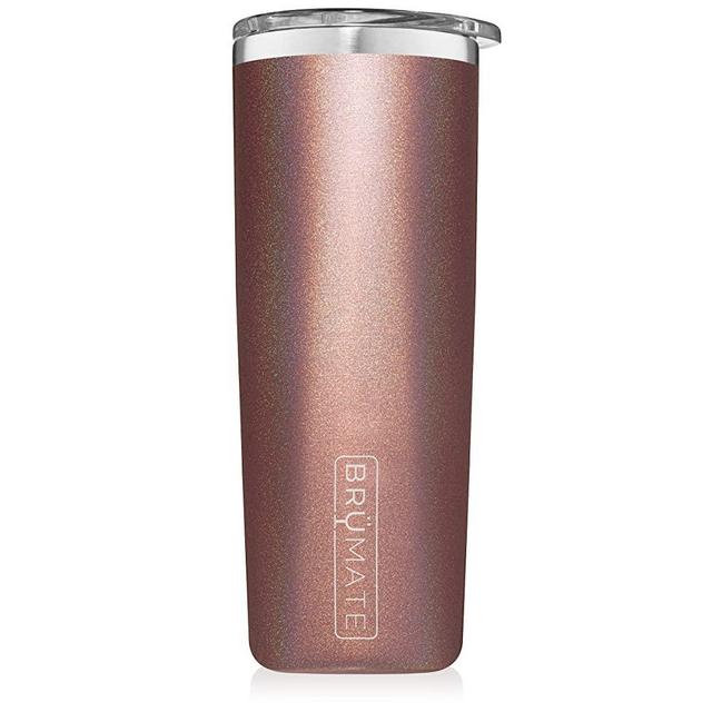 BrüMate Highball 12oz Insulated Highball Cocktail Tumbler With Splash-proof Lid - Made With Triple Insulated Stainless Steel (Glitter Rose Gold)
