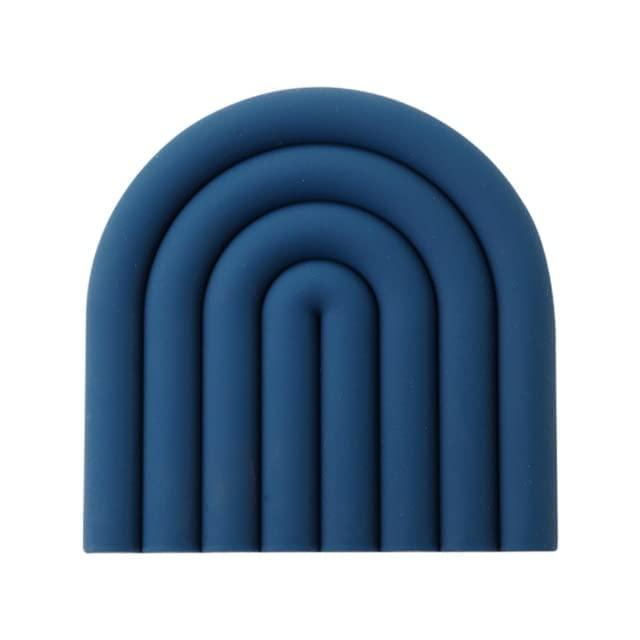 monomono Aesthetic & Colorful Silicone Trivets for Hot Pots and Pans, Pot Holders, Modern Heat Resistant Mats for Countertop, Hot Pads, Multi-Purpose Trivet Mat, Spoon Rest, Set of 2 (Dark Blue)