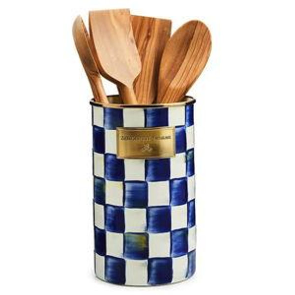 Mackenzie-Childs Royal Check Enameled Steel Utensil Holder - Macy's